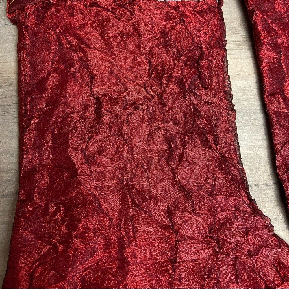 Set of 2, Red/Gold Beaded Christmas Stocking 18" - Picture 3 of 10